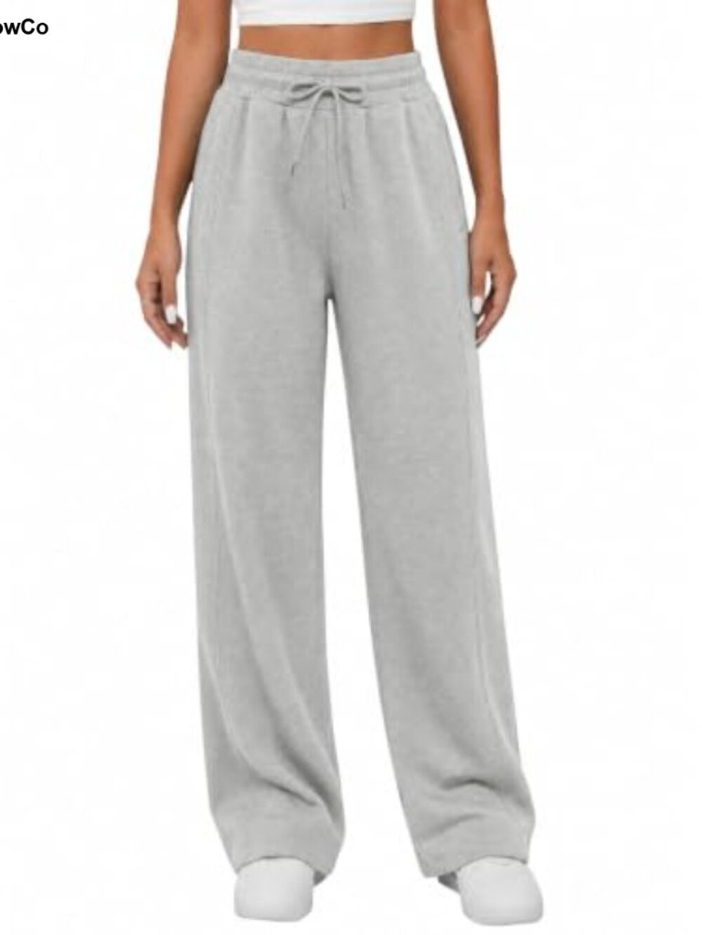 Wide Leg Sweatpants High Waist Drawstring Cotton Blend Lounge Track Pants